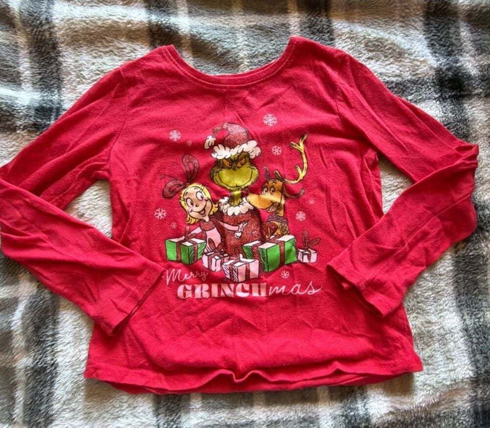 Jumping Beans Girls Dr. Seuss The Grinch Merry Grinchmas Long Sleeve Graphic Tee